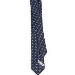 E.Marinella CRAVATTA SARTORIALE 7 CM IN SETA BLU SCURO Microfantasia fiore Discount