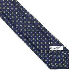 E.Marinella CRAVATTA SARTORIALE 7 CM IN SETA BLU SCURO Microfantasia fiore Discount