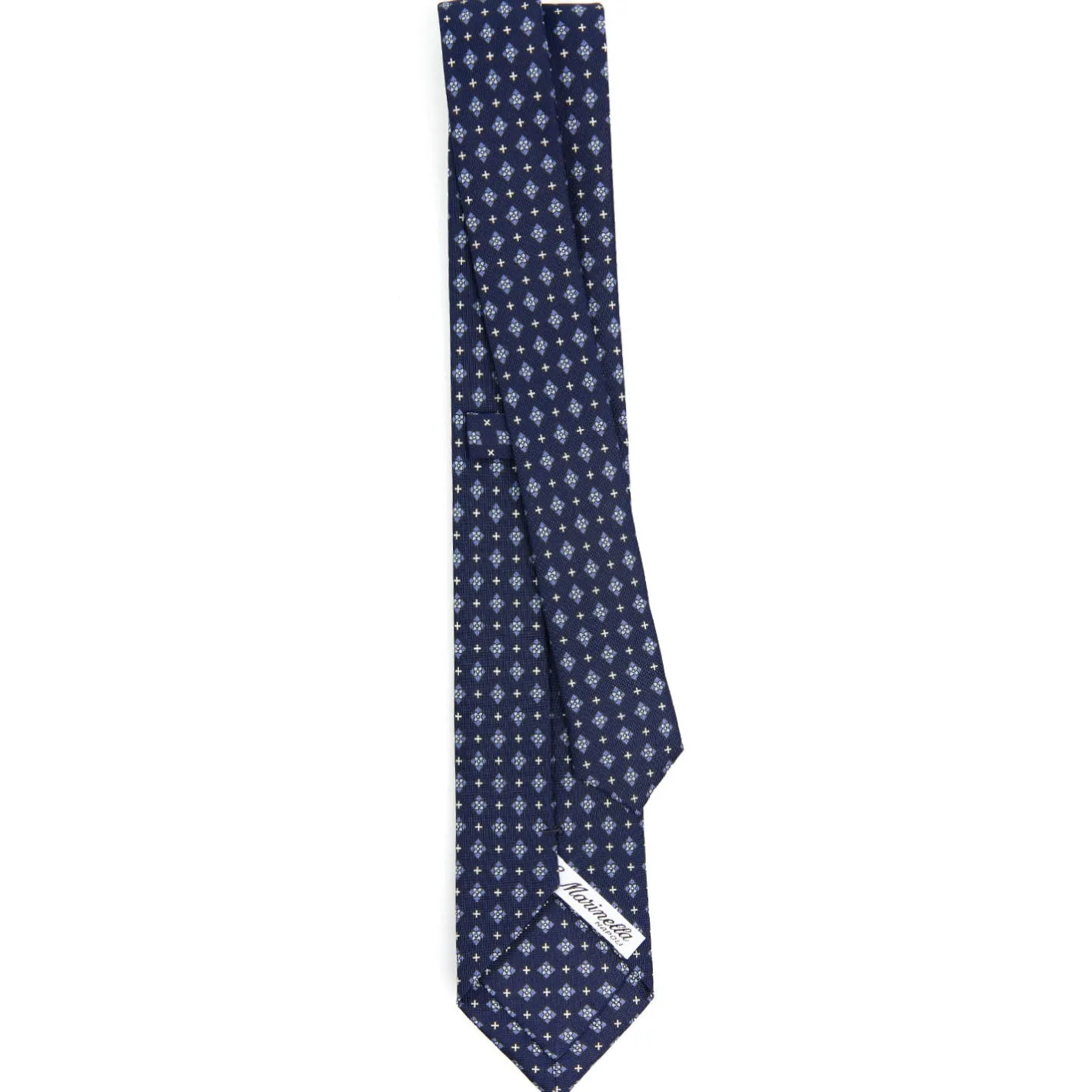 E.Marinella CRAVATTA SARTORIALE 7 CM IN SETA BLU SCURO Microfantasia fiore Online