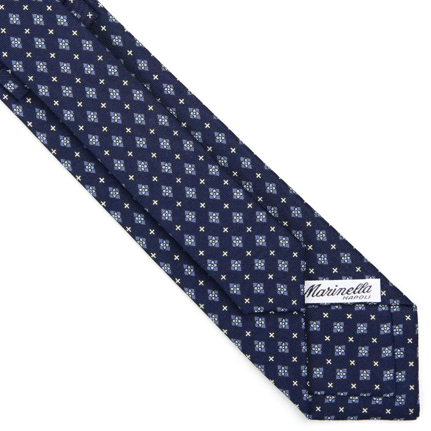 E.Marinella CRAVATTA SARTORIALE 7 CM IN SETA BLU SCURO Microfantasia fiore Online