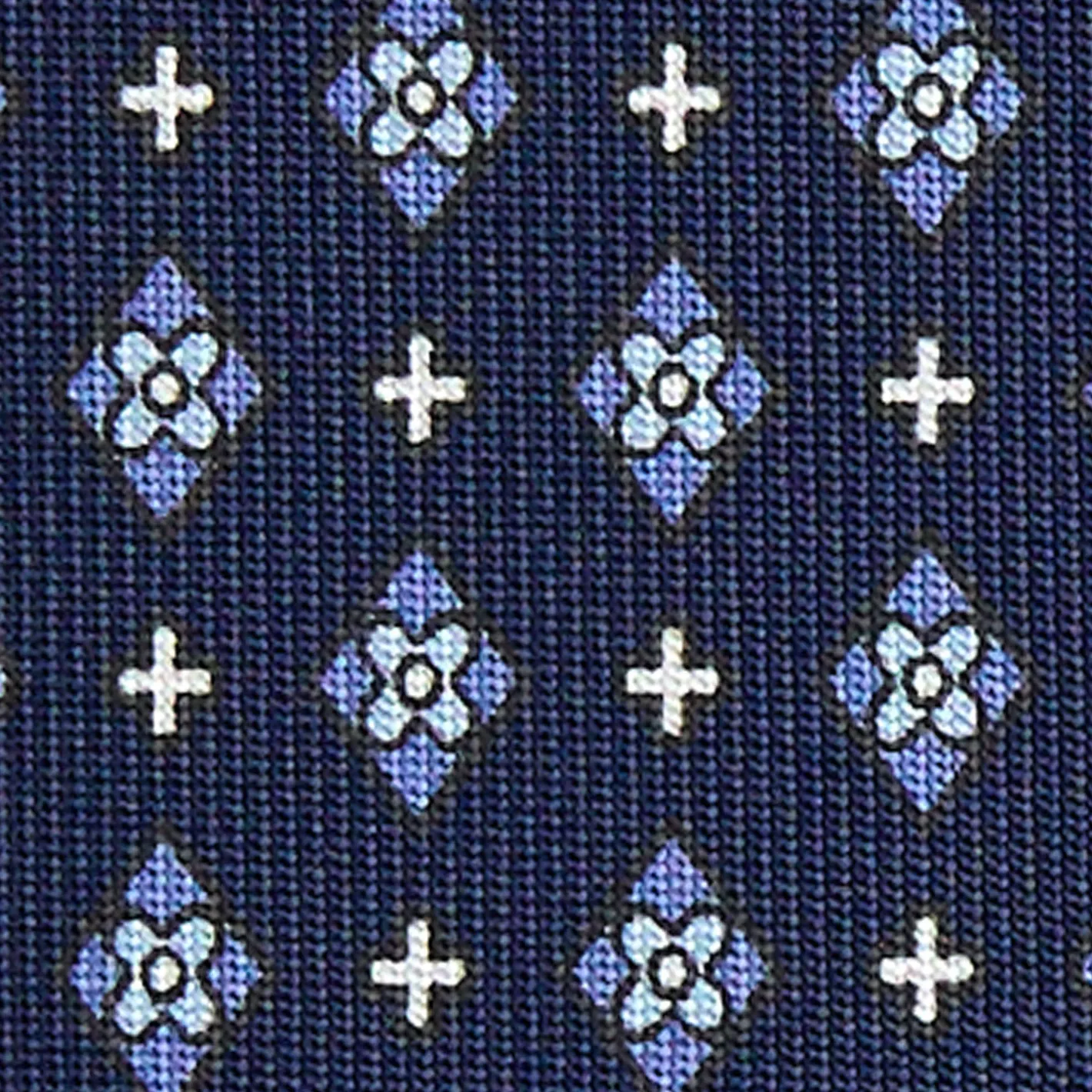 E.Marinella CRAVATTA SARTORIALE 7 CM IN SETA BLU SCURO Microfantasia fiore Online