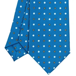 E.Marinella CRAVATTA SARTORIALE 7 CM IN SETA BLU MEDIO Microfantasia fiore Discount