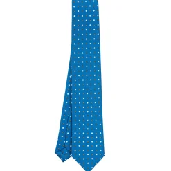 E.Marinella CRAVATTA SARTORIALE 7 CM IN SETA BLU MEDIO Microfantasia fiore Discount
