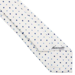 E.Marinella CRAVATTA SARTORIALE 7 CM IN SETA BIANCA Microfantasia fiore Discount