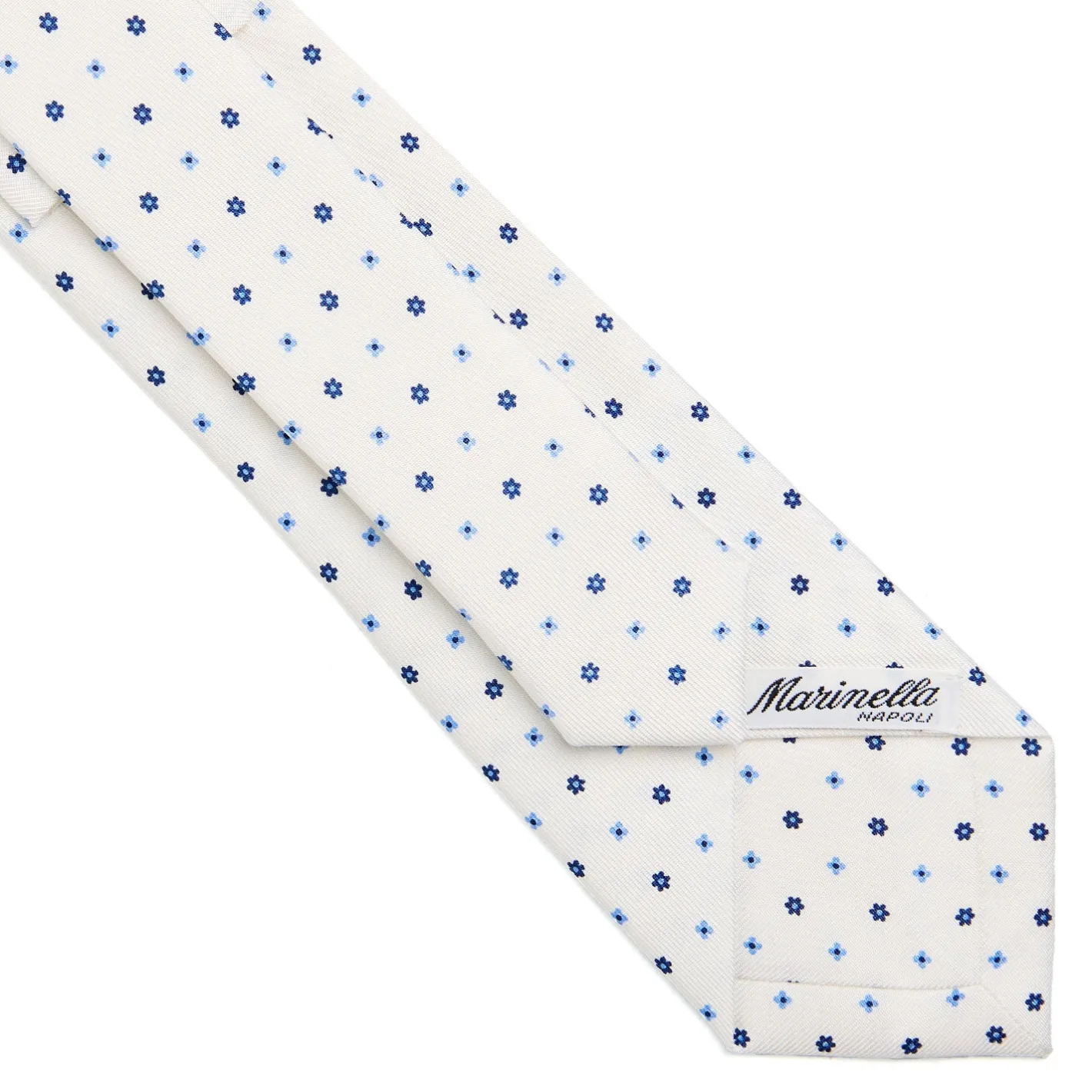 E.Marinella CRAVATTA SARTORIALE 7 CM IN SETA BIANCA Microfantasia fiore Discount