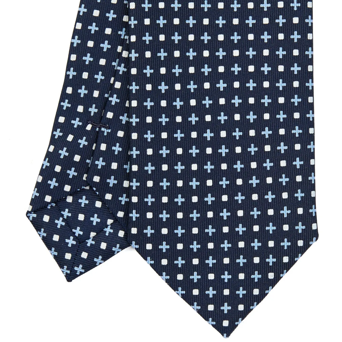 E.Marinella CRAVATTA SARTORIALE 7 CM IN SETA BLU SCURO Microfantasia fiore Online