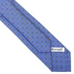 E.Marinella CRAVATTA SARTORIALE 7 CM IN SETA AZZURRO POLVERE Microfantasia fiore Outlet