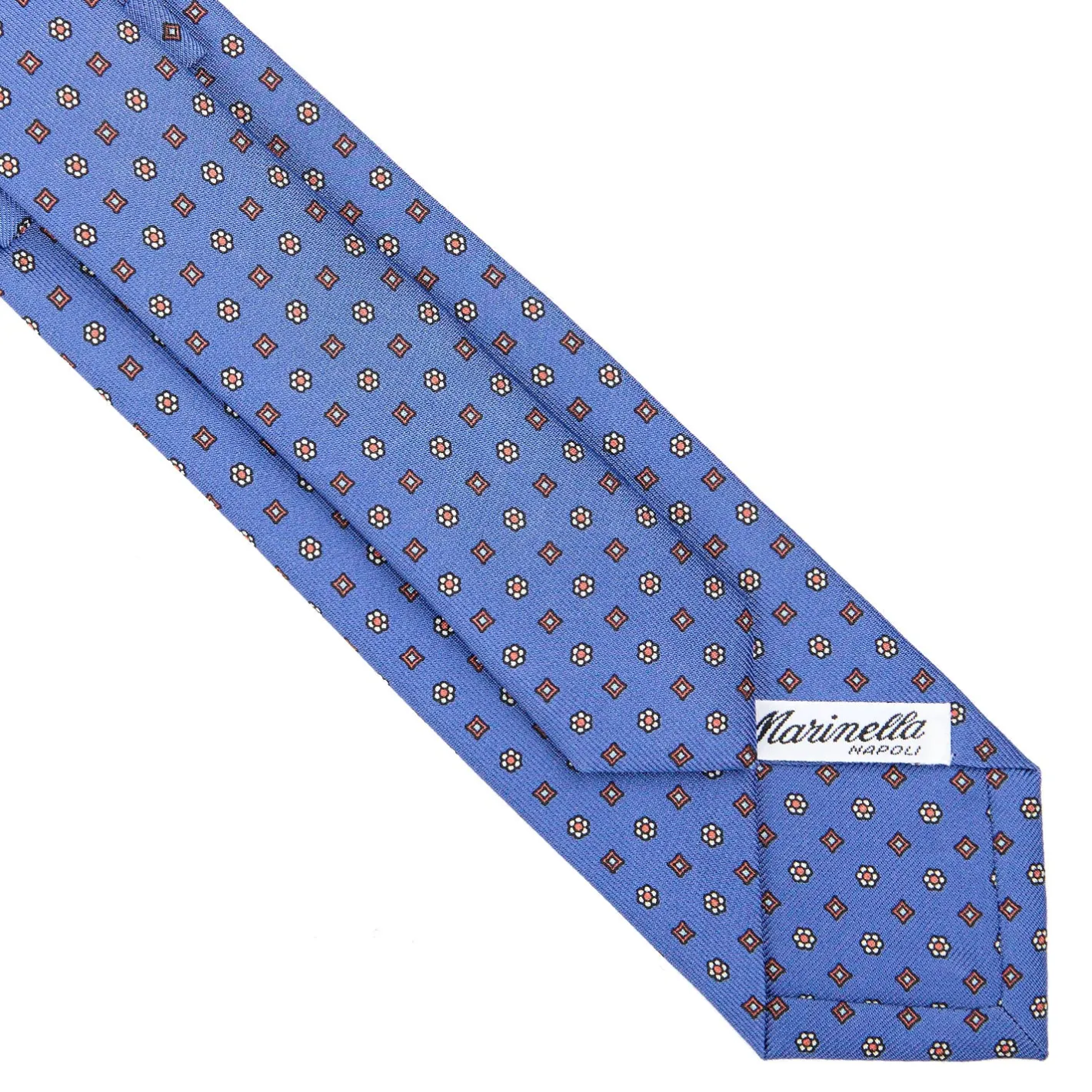E.Marinella CRAVATTA SARTORIALE 7 CM IN SETA AZZURRO POLVERE Microfantasia fiore Outlet