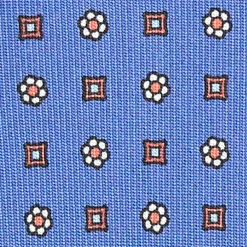 E.Marinella CRAVATTA SARTORIALE 7 CM IN SETA AZZURRO POLVERE Microfantasia fiore Outlet
