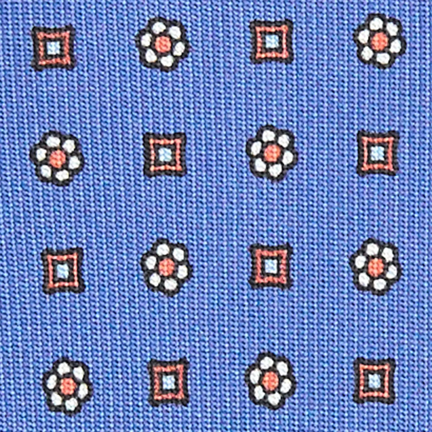 E.Marinella CRAVATTA SARTORIALE 7 CM IN SETA AZZURRO POLVERE Microfantasia fiore Outlet