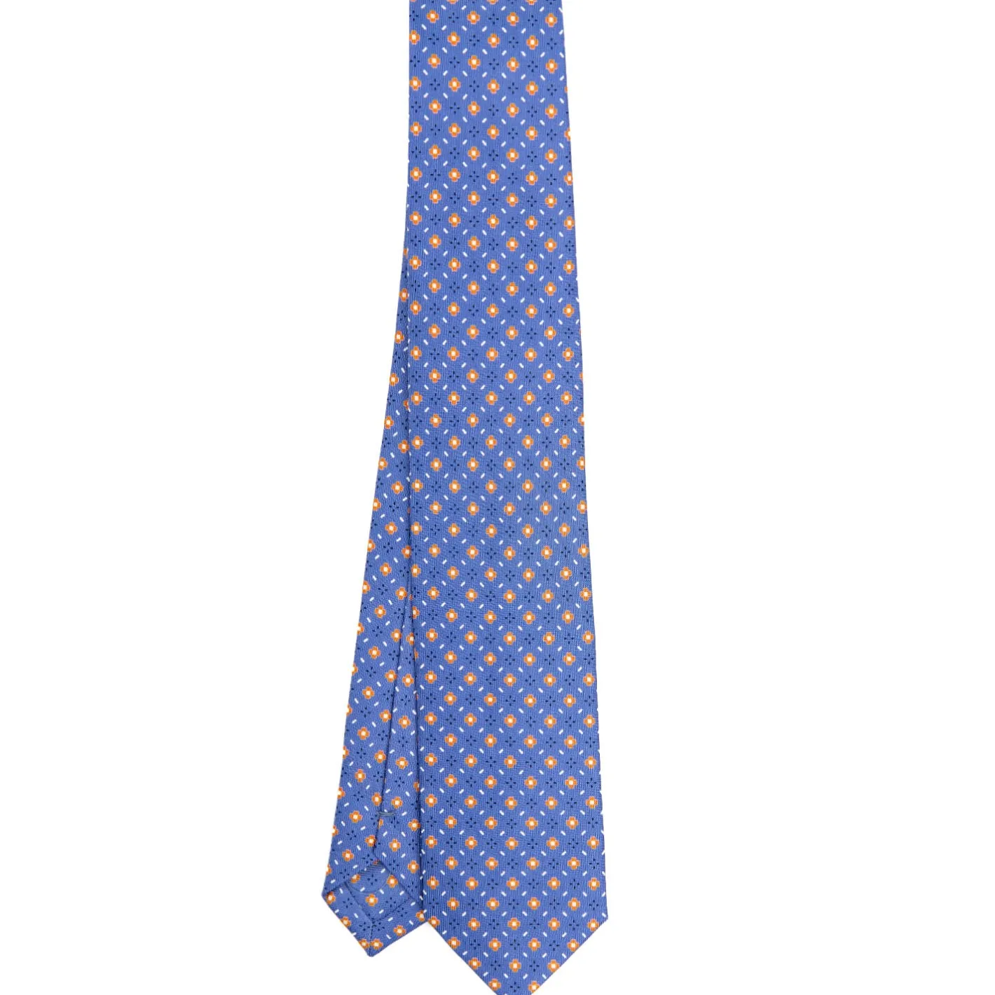 E.Marinella CRAVATTA SARTORIALE 7 CM IN SETA AZZURRO POLVERE Microfantasia fiore Discount