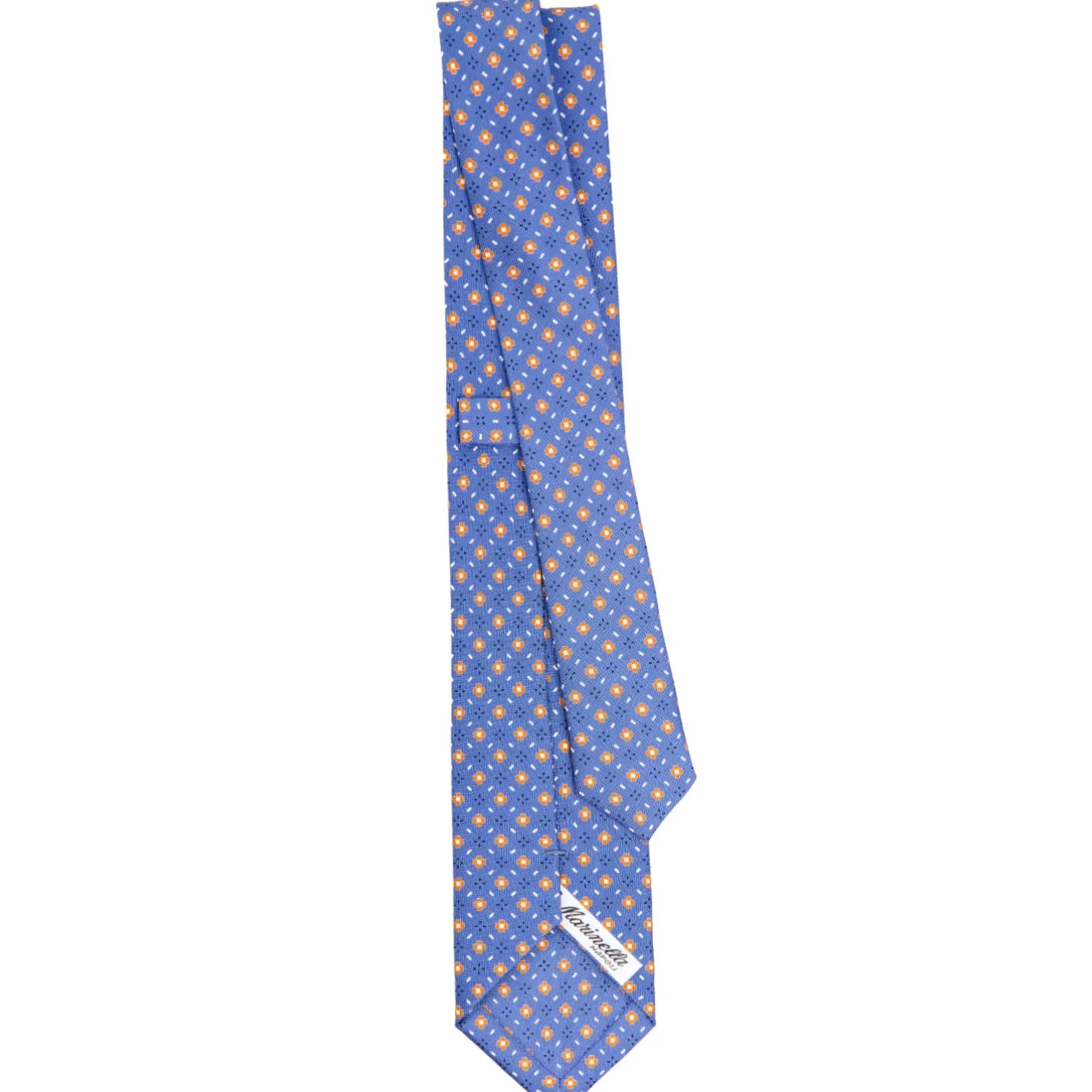 E.Marinella CRAVATTA SARTORIALE 7 CM IN SETA AZZURRO POLVERE Microfantasia fiore Discount