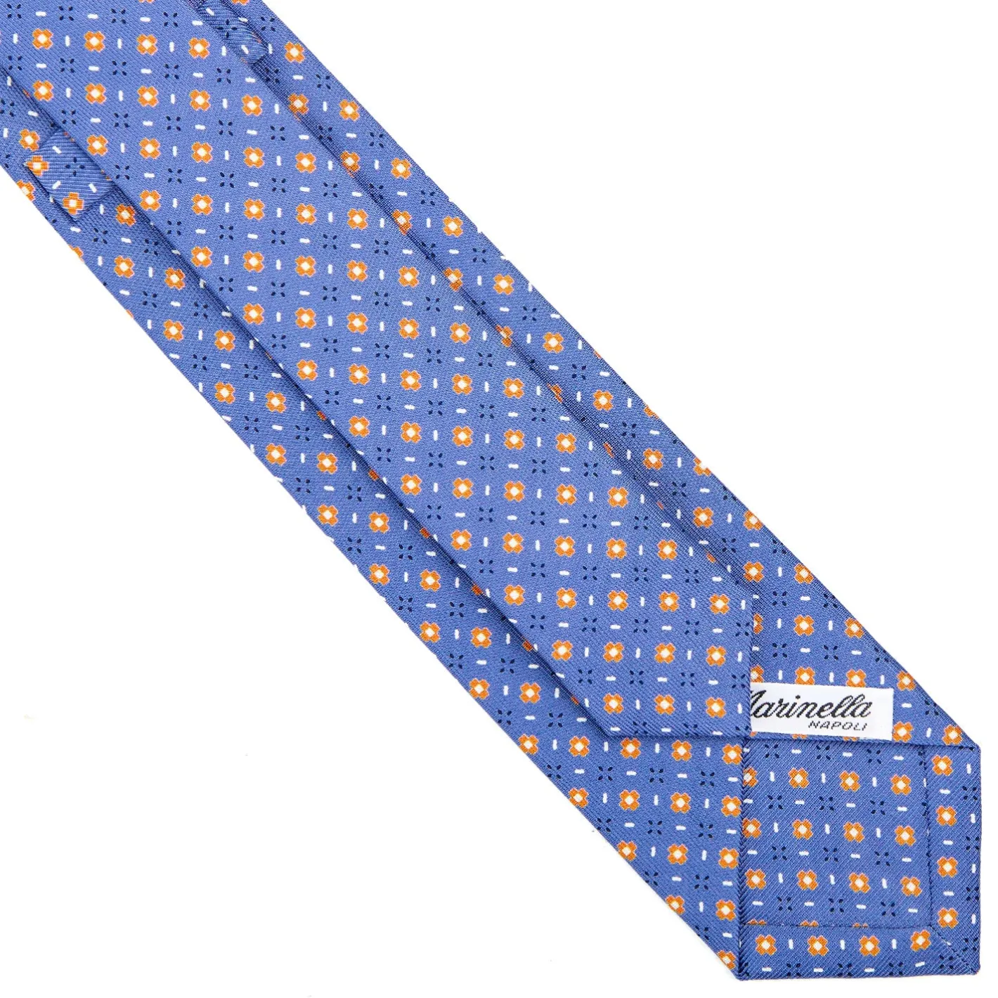 E.Marinella CRAVATTA SARTORIALE 7 CM IN SETA AZZURRO POLVERE Microfantasia fiore Discount
