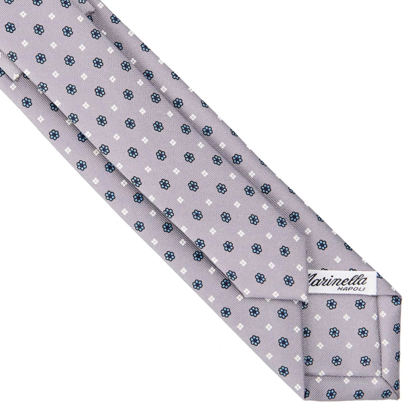 E.Marinella CRAVATTA SARTORIALE 7 CM IN SETA GRIGIO CHIARO Microfantasia fiore Sale