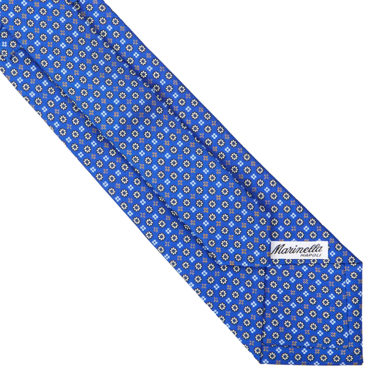 E.Marinella CRAVATTA SARTORIALE EXTRA LONG IN SETA BLUETTE Microfantasia fiore Clearance