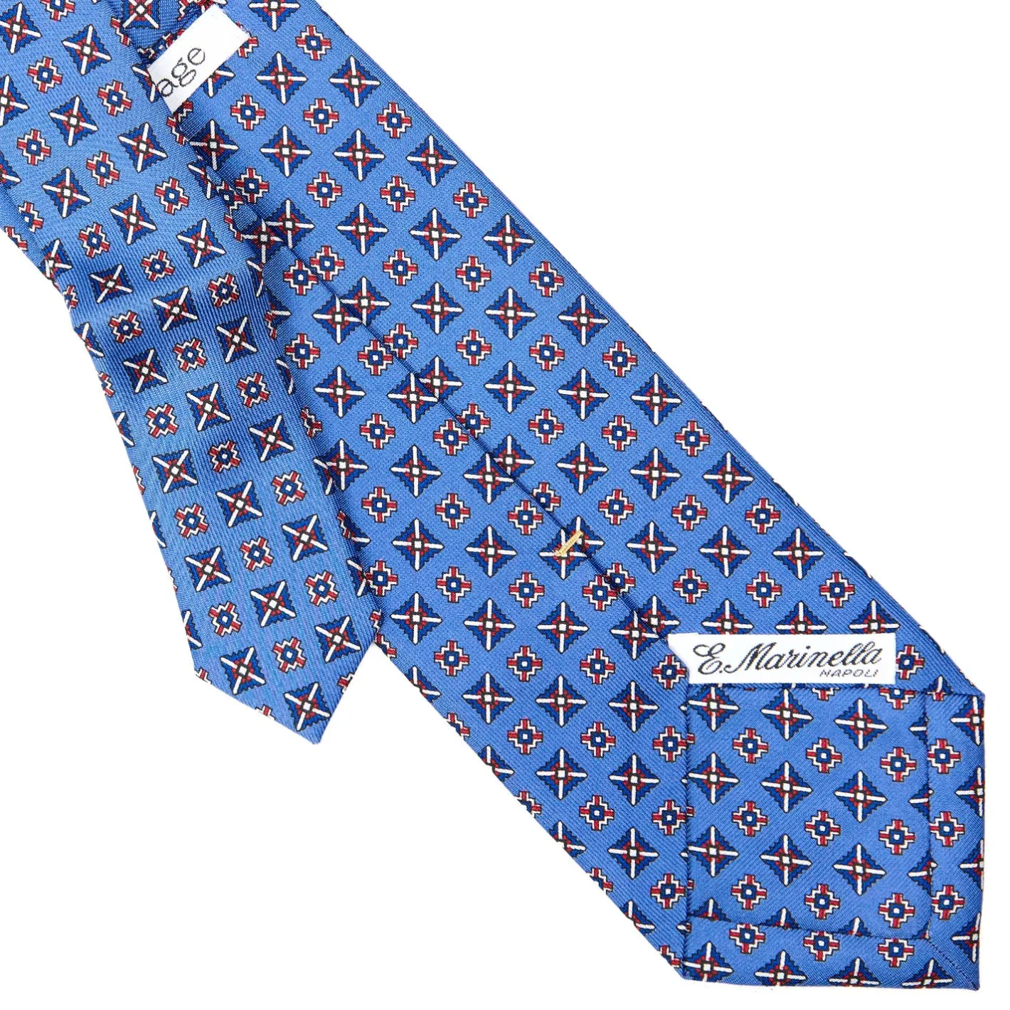 E.Marinella CRAVATTA SARTORIALE EXTRA LONG IN SETA AZZURRO POLVERE Collezione heritage Hot