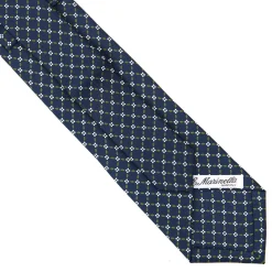 E.Marinella CRAVATTA SARTORIALE EXTRA LONG IN SETA BLU SCURO Microfantasia fiore Outlet