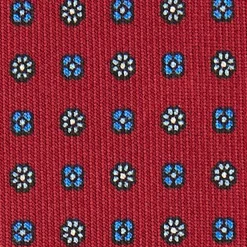 E.Marinella CRAVATTA SARTORIALE EXTRA LONG IN SETA BORDEAUX Microfantasia fiore New