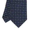 E.Marinella CRAVATTA SARTORIALE EXTRA LONG IN SETA BLU SCURO Microfantasia fiore Discount
