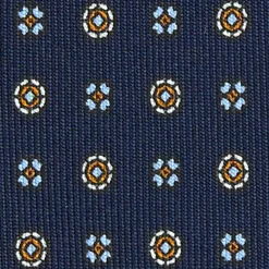 E.Marinella CRAVATTA SARTORIALE EXTRA LONG IN SETA BLU SCURO Microfantasia fiore Discount