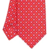 E.Marinella CRAVATTA SARTORIALE EXTRA LONG IN SETA ROSSA Microfantasia fiore Discount