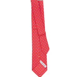 E.Marinella CRAVATTA SARTORIALE EXTRA LONG IN SETA ROSSA Microfantasia fiore Discount