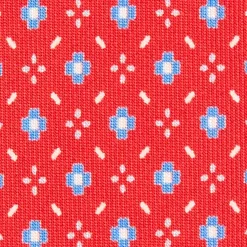 E.Marinella CRAVATTA SARTORIALE EXTRA LONG IN SETA ROSSA Microfantasia fiore Discount