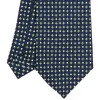 E.Marinella CRAVATTA SARTORIALE EXTRA LONG IN SETA BLU SCURO Microfantasia fiore Best