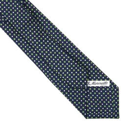 E.Marinella CRAVATTA SARTORIALE EXTRA LONG IN SETA BLU SCURO Microfantasia fiore Best