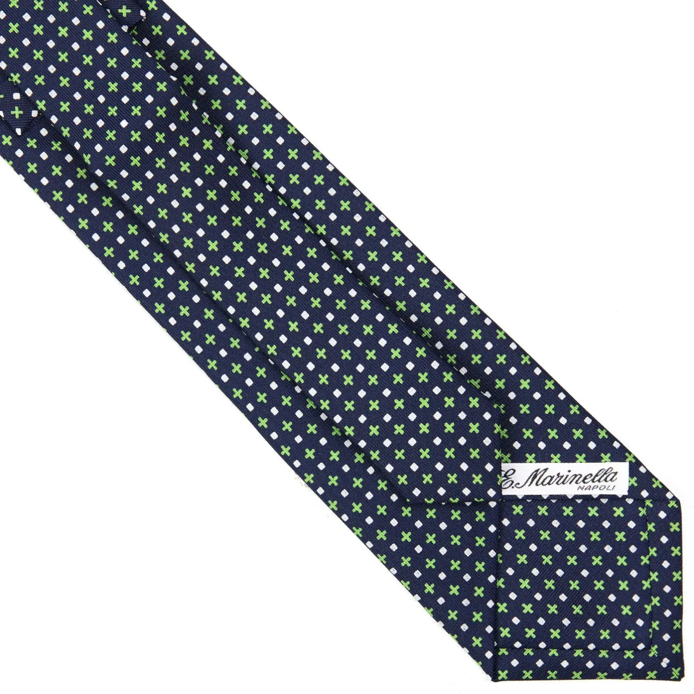 E.Marinella CRAVATTA SARTORIALE EXTRA LONG IN SETA BLU SCURO Microfantasia fiore Best