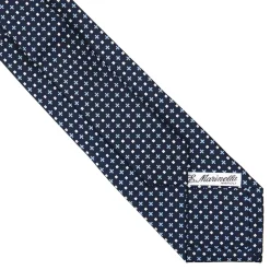 E.Marinella CRAVATTA SARTORIALE EXTRA LONG IN SETA BLU SCURO Microfantasia fiore Clearance