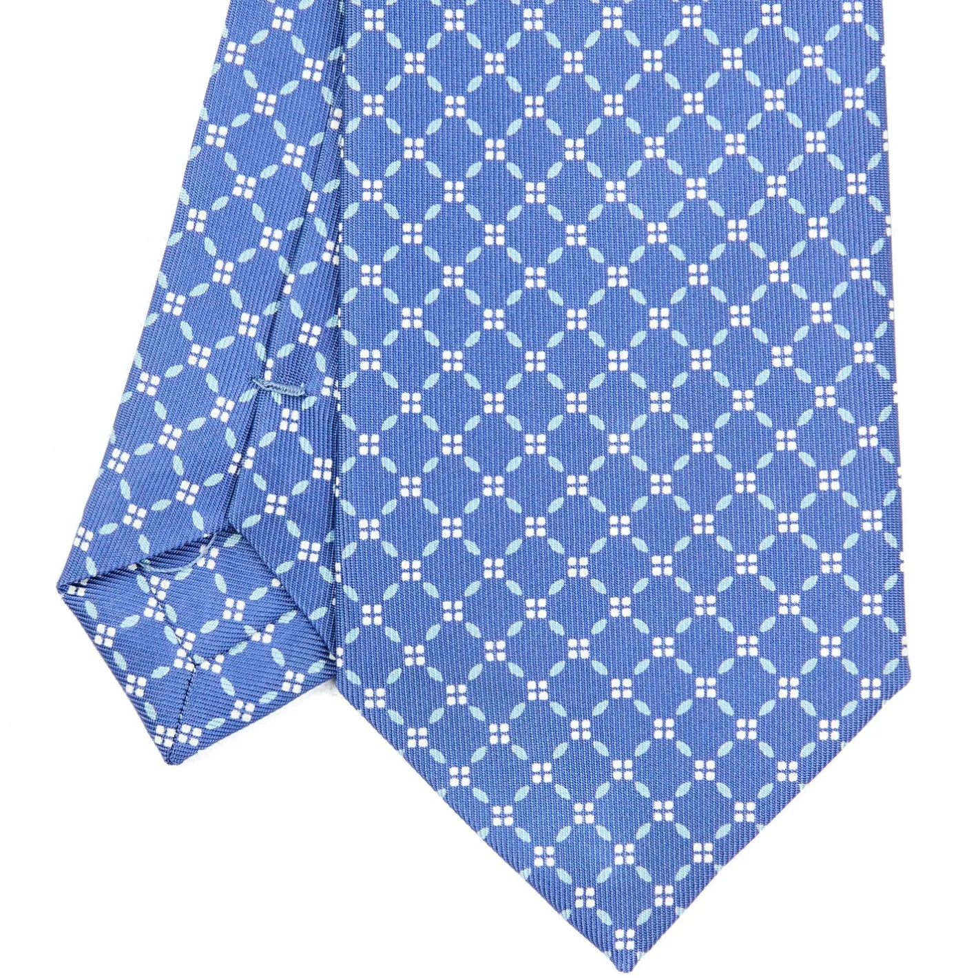 E.Marinella CRAVATTA SARTORIALE EXTRA LONG IN SETA AZZURRO POLVERE Microfantasia fiore New