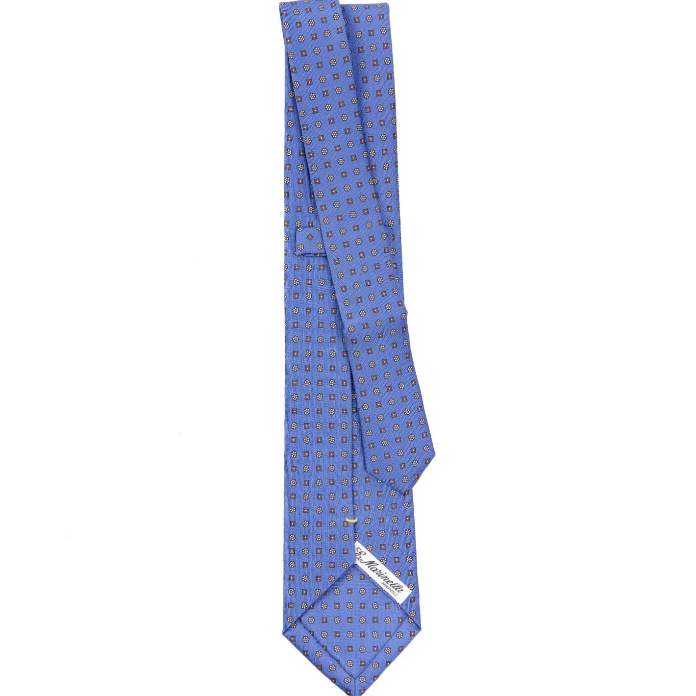 E.Marinella CRAVATTA SARTORIALE EXTRA LONG IN SETA AZZURRO POLVERE Microfantasia fiore Best