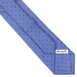 E.Marinella CRAVATTA SARTORIALE EXTRA LONG IN SETA AZZURRO POLVERE Microfantasia fiore Best