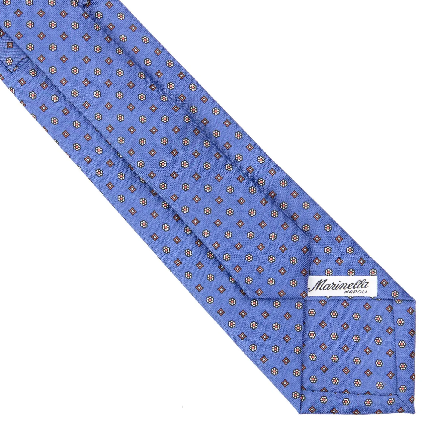E.Marinella CRAVATTA SARTORIALE EXTRA LONG IN SETA AZZURRO POLVERE Microfantasia fiore Best