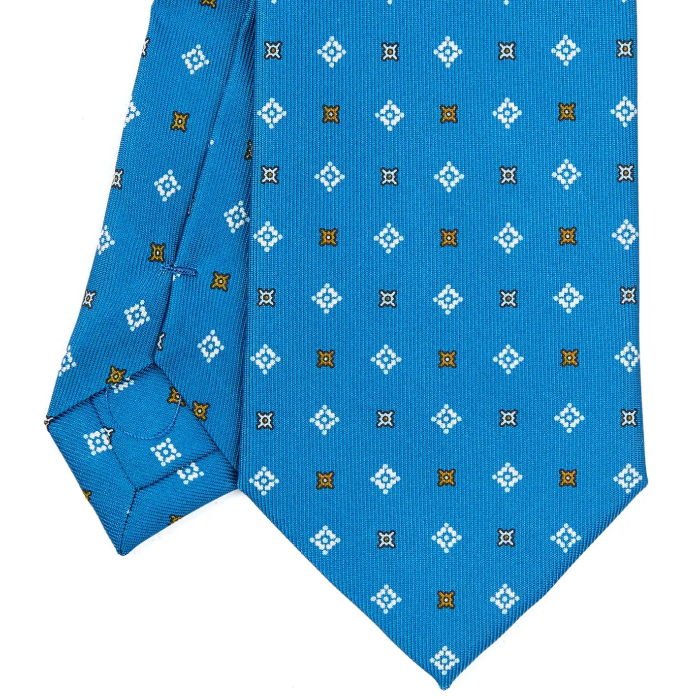 E.Marinella CRAVATTA SARTORIALE EXTRA LONG IN SETA BLU MEDIO Microfantasia fiore