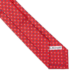 E.Marinella CRAVATTA SARTORIALE EXTRA LONG IN SETA ROSSA Microfantasia fiore Best