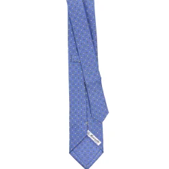 E.Marinella CRAVATTA SARTORIALE EXTRA LONG IN SETA AZZURRO POLVERE Microfantasia fiore Best