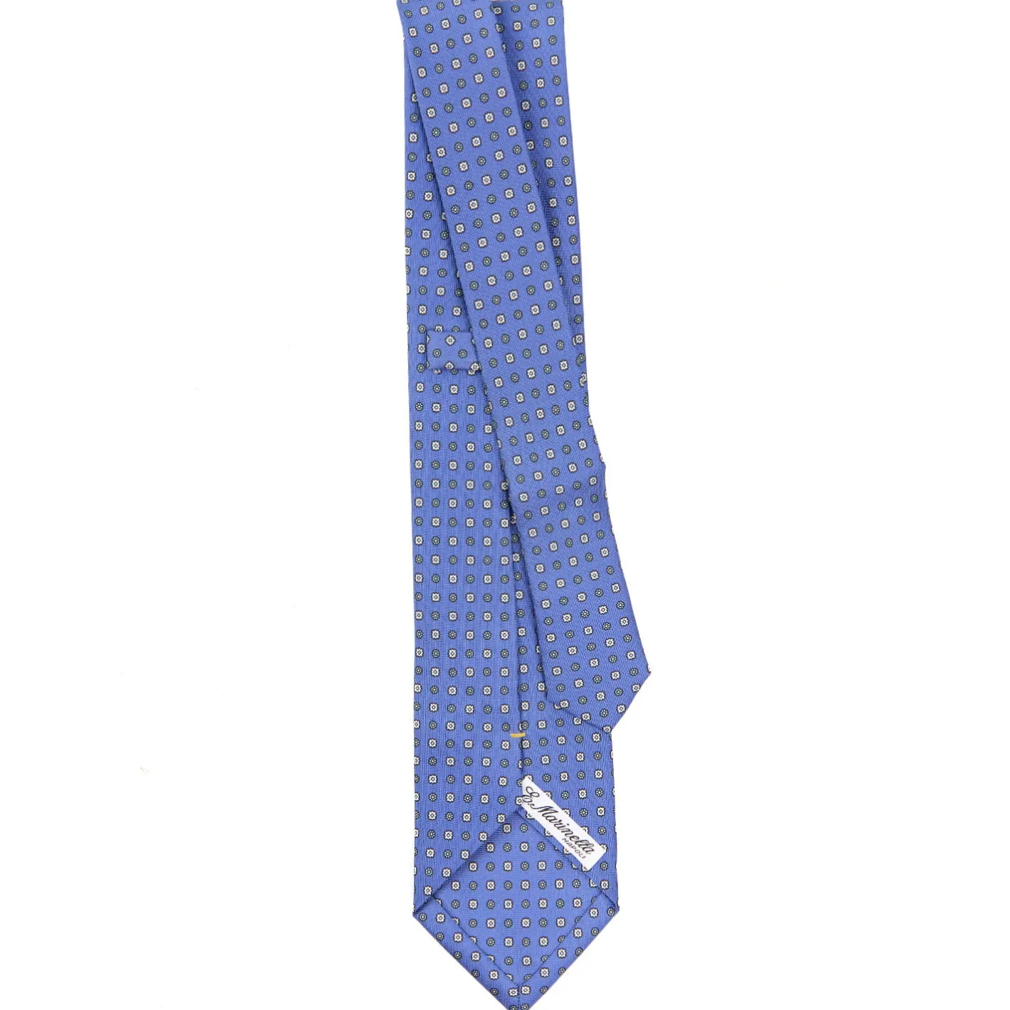 E.Marinella CRAVATTA SARTORIALE EXTRA LONG IN SETA AZZURRO POLVERE Microfantasia fiore Best