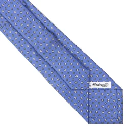 E.Marinella CRAVATTA SARTORIALE EXTRA LONG IN SETA AZZURRO POLVERE Microfantasia fiore Best