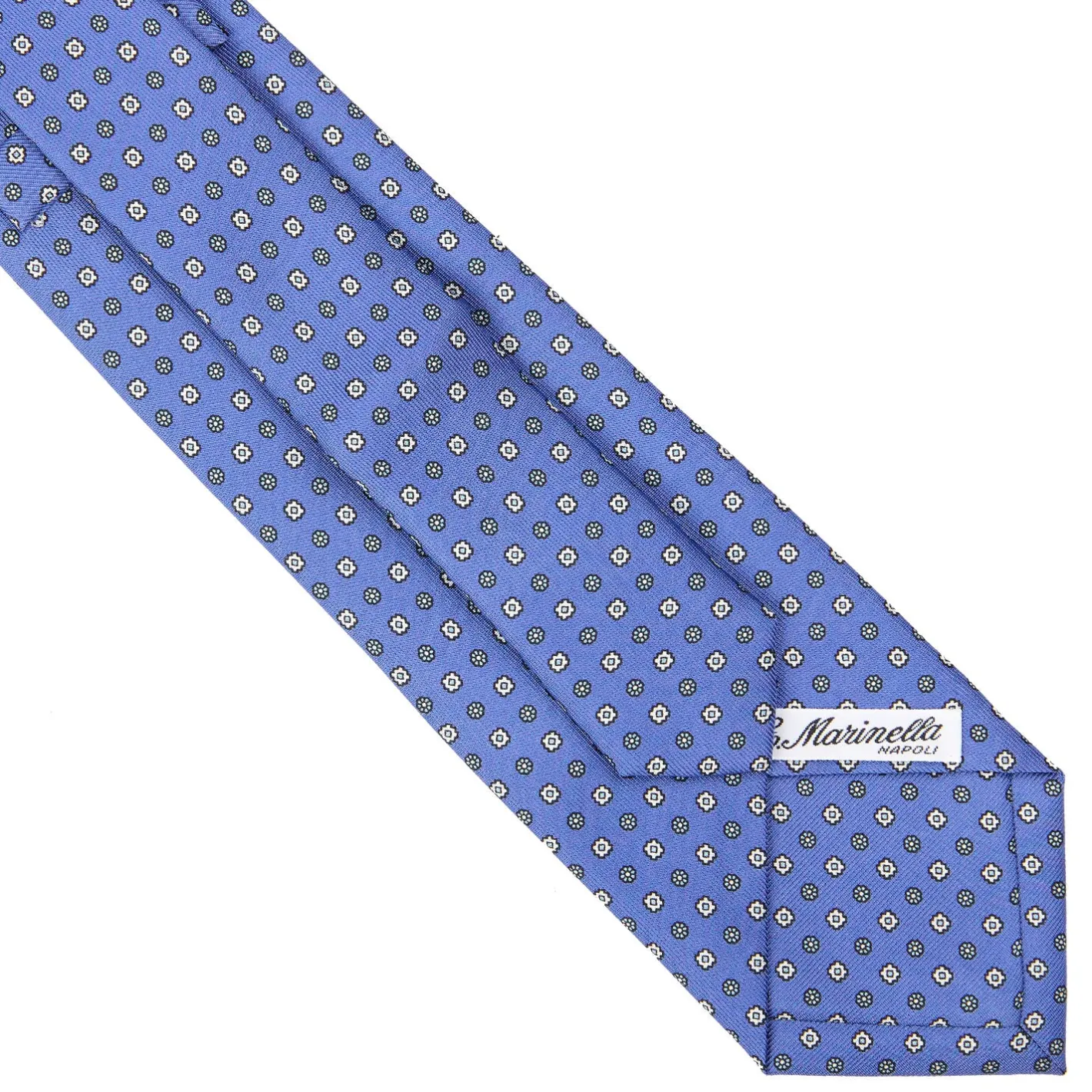 E.Marinella CRAVATTA SARTORIALE EXTRA LONG IN SETA AZZURRO POLVERE Microfantasia fiore Best