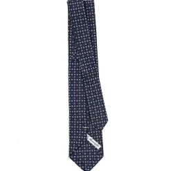 E.Marinella CRAVATTA SARTORIALE EXTRA LONG IN SETA BLU SCURO Microfantasia fiore Discount