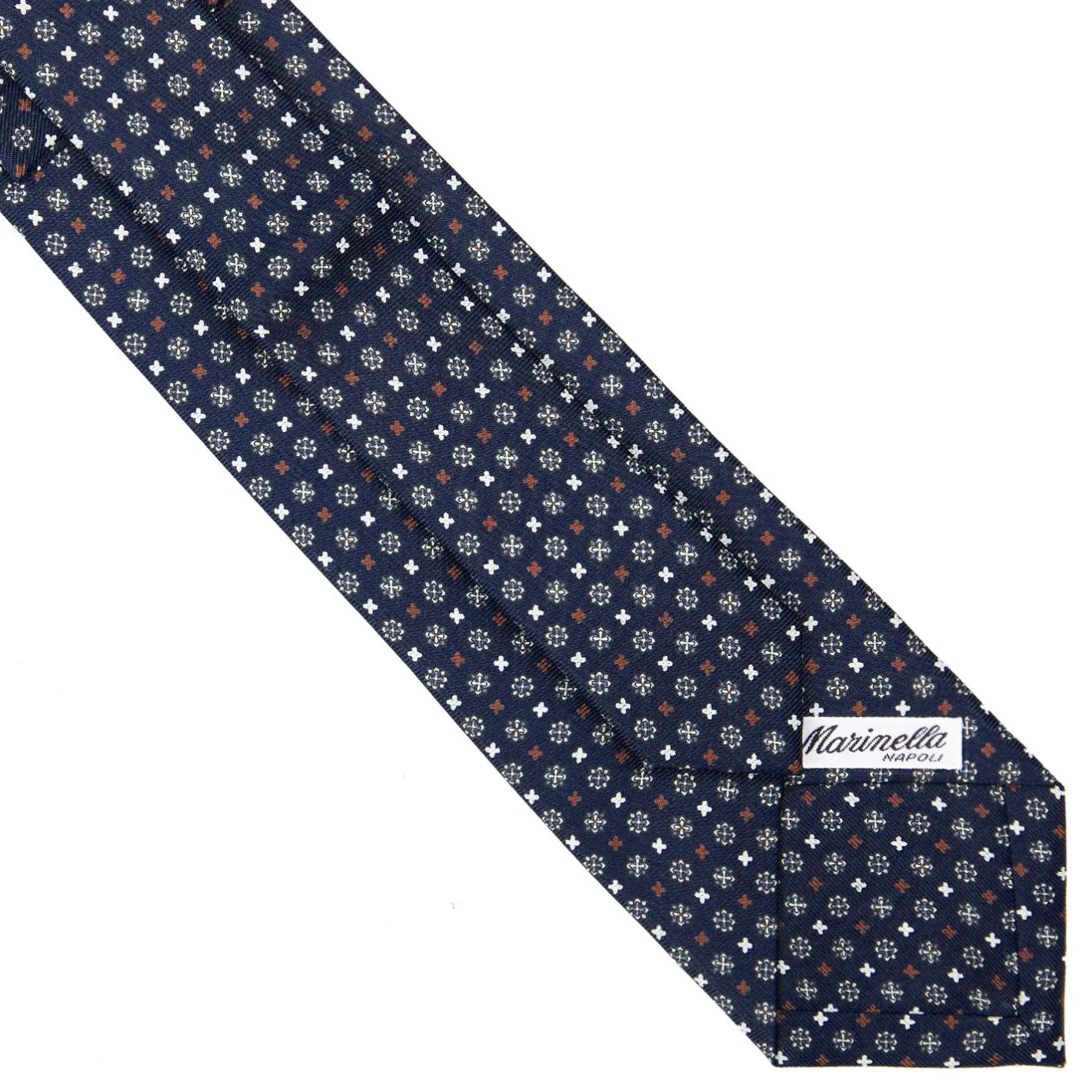 E.Marinella CRAVATTA SARTORIALE EXTRA LONG IN SETA BLU SCURO Microfantasia fiore Discount