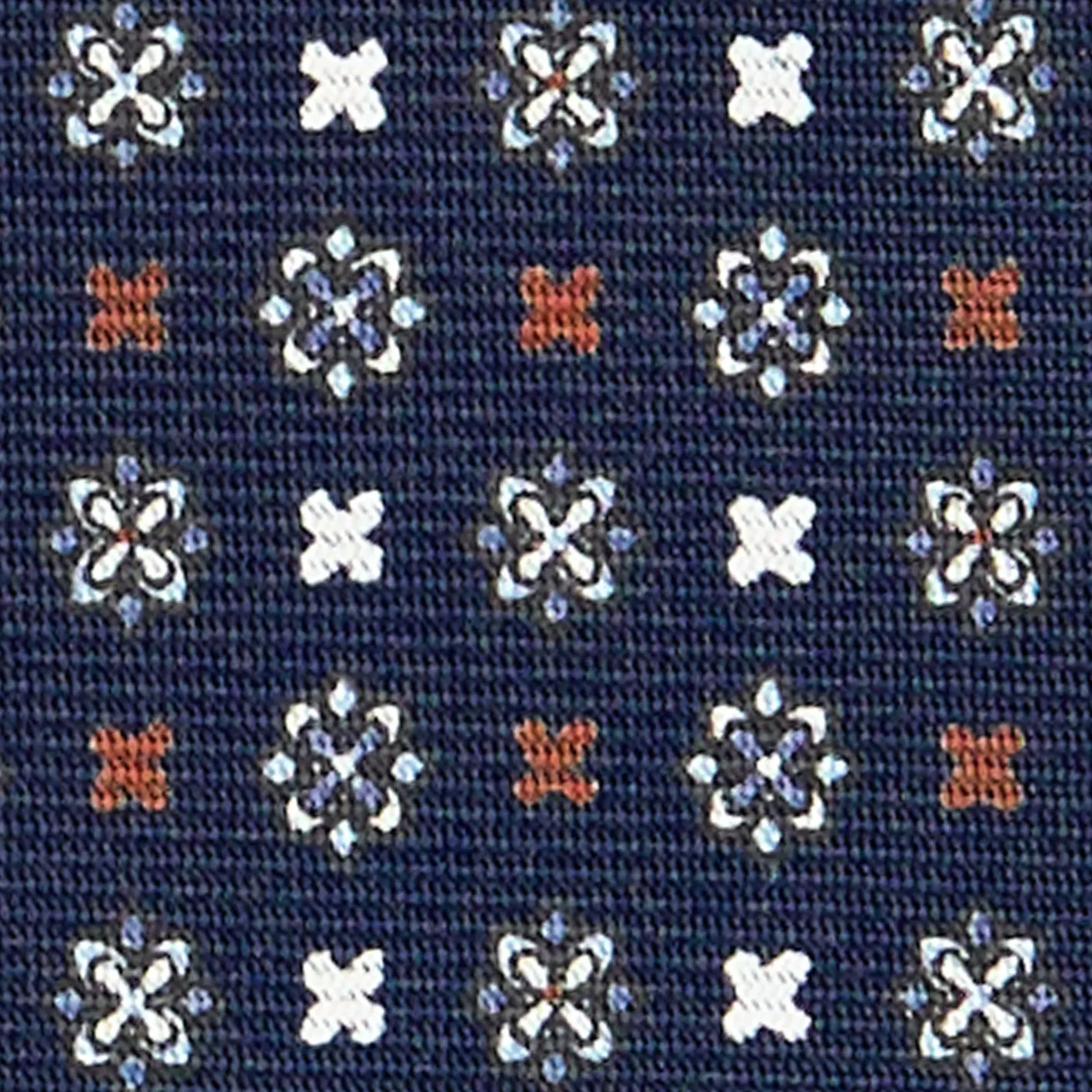 E.Marinella CRAVATTA SARTORIALE EXTRA LONG IN SETA BLU SCURO Microfantasia fiore Discount