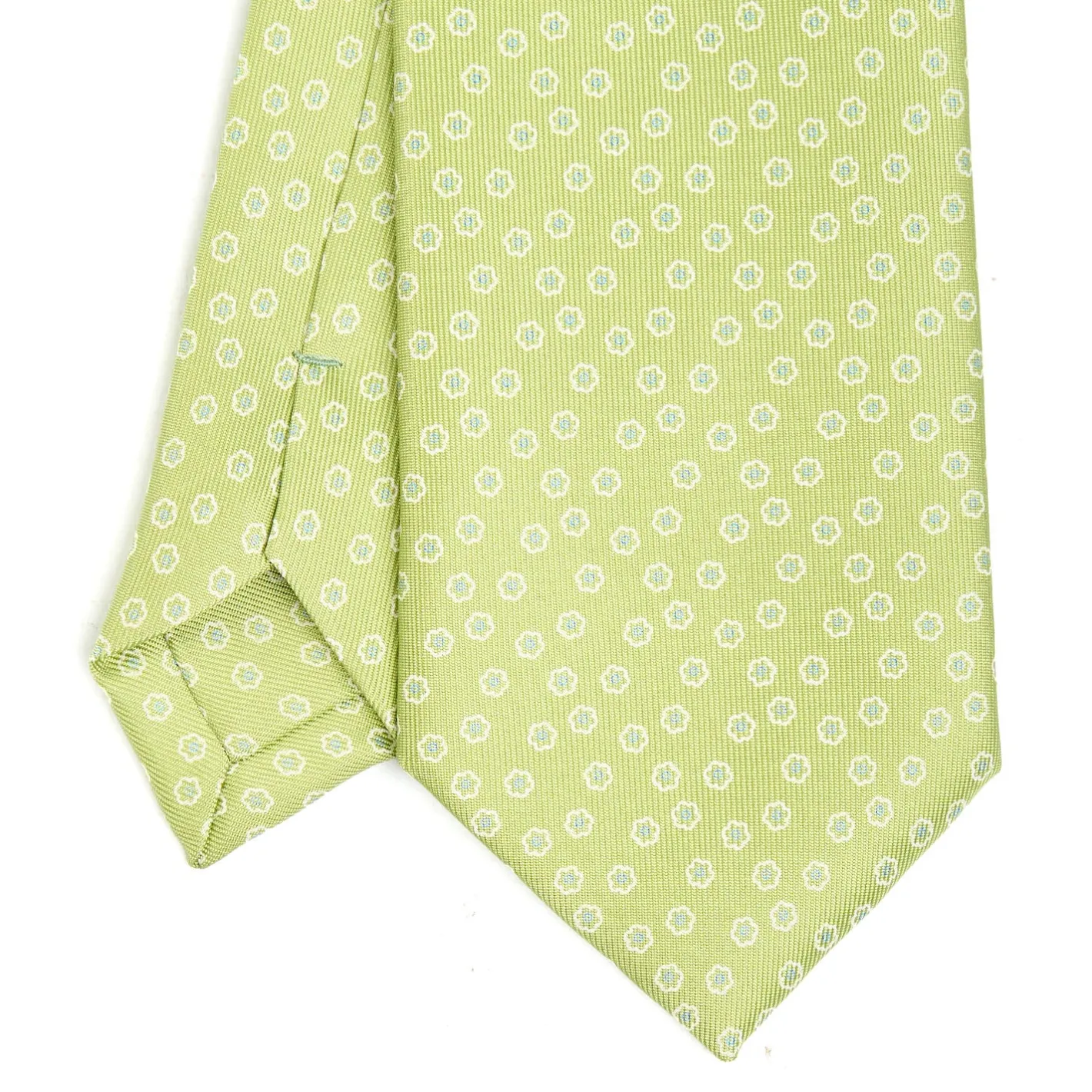 E.Marinella CRAVATTA SARTORIALE EXTRA LONG IN SETA VERDE CHIARO Microfantasia fiore Online
