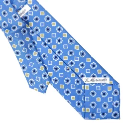E.Marinella CRAVATTA SARTORIALE EXTRA LONG IN SETA AZZURRO POLVERE Collezione heritage Discount