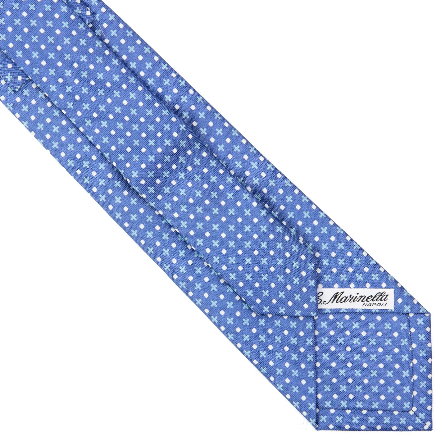 E.Marinella CRAVATTA SARTORIALE EXTRA LONG IN SETA AZZURRO POLVERE Microfantasia fiore