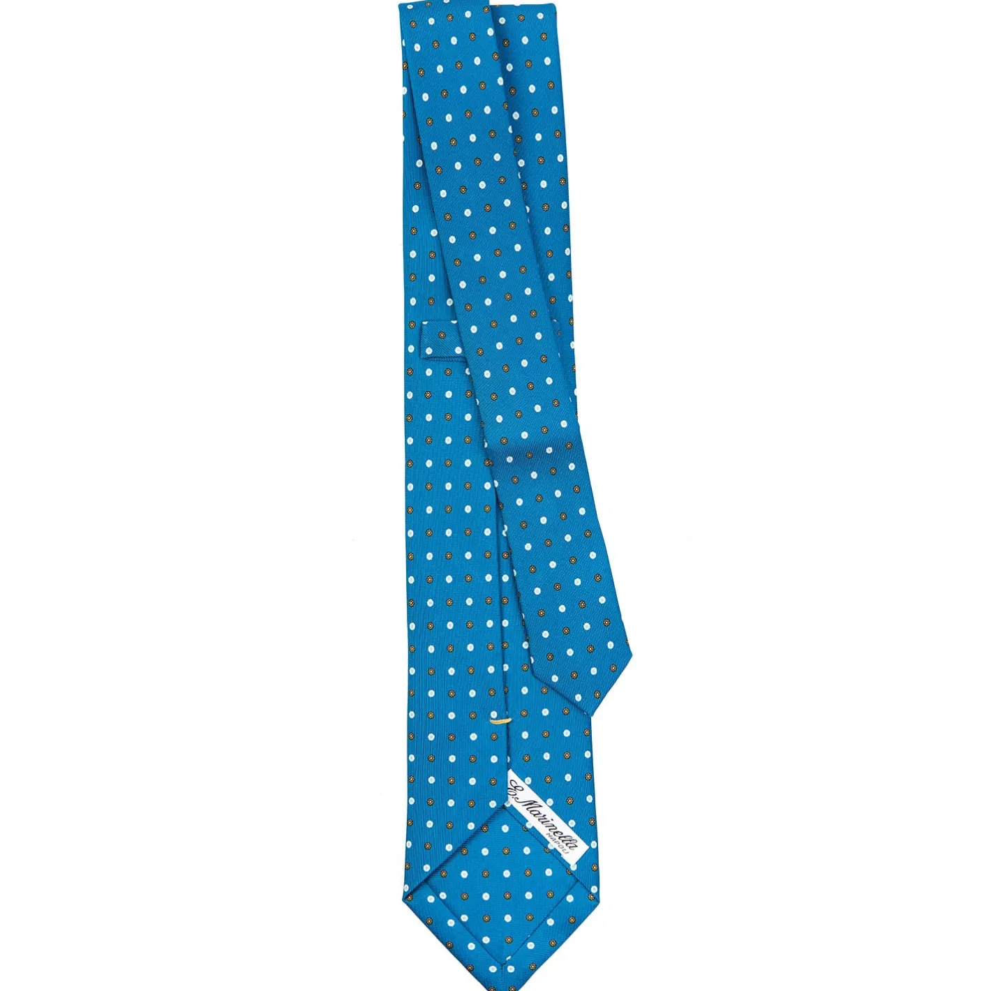 E.Marinella CRAVATTA SARTORIALE EXTRA LONG IN SETA BLU MEDIO Microfantasia fiore Outlet