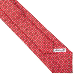 E.Marinella CRAVATTA SARTORIALE EXTRA LONG IN SETA ROSSA Microfantasia fiore Discount