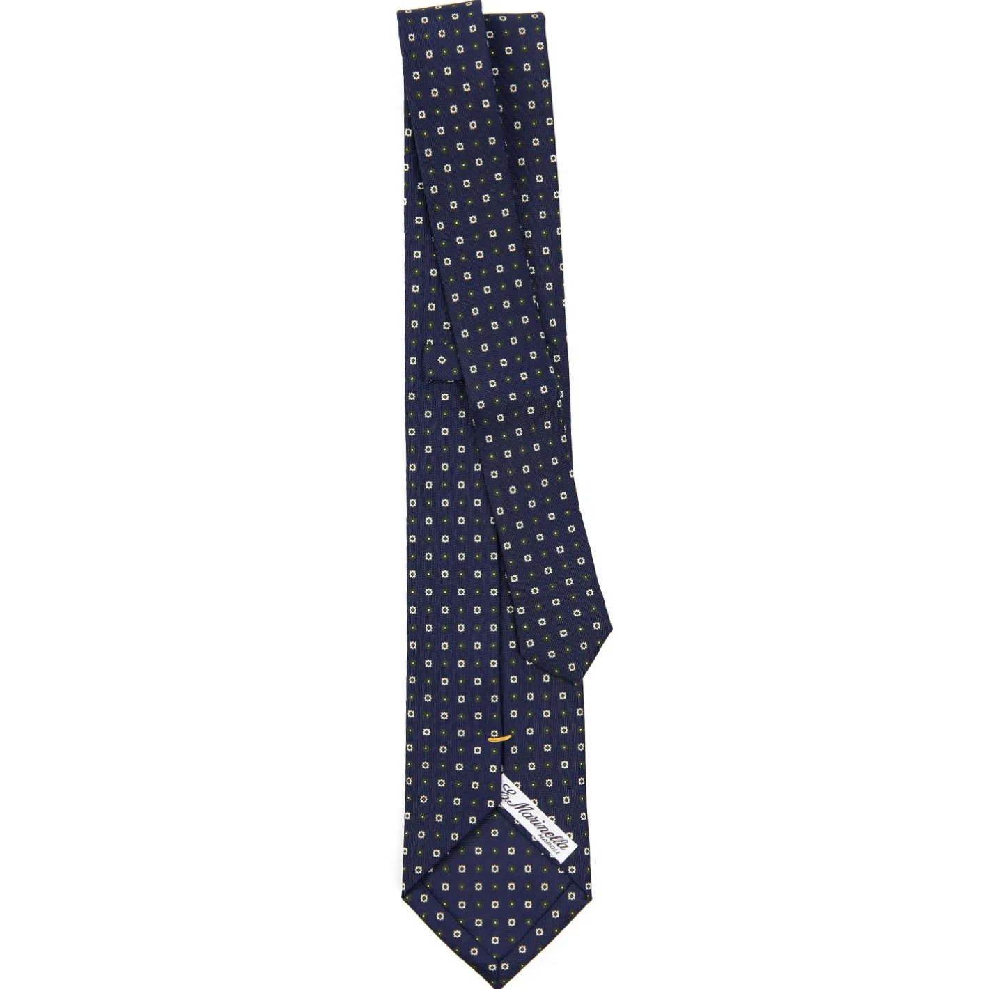 E.Marinella CRAVATTA SARTORIALE EXTRA LONG IN SETA BLU SCURO Microfantasia fiore Sale